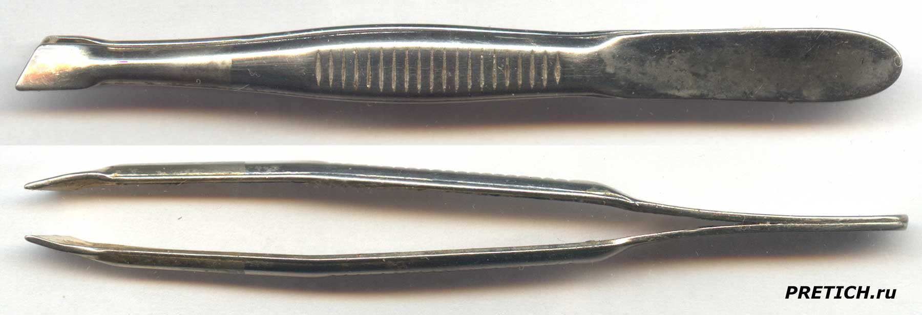 Маленький советский пинцет, 80 мм, плохой, клейма нет, кто делал? Маленький советский пинцет, 80 мм, плохой, клейма нет, кто делал?