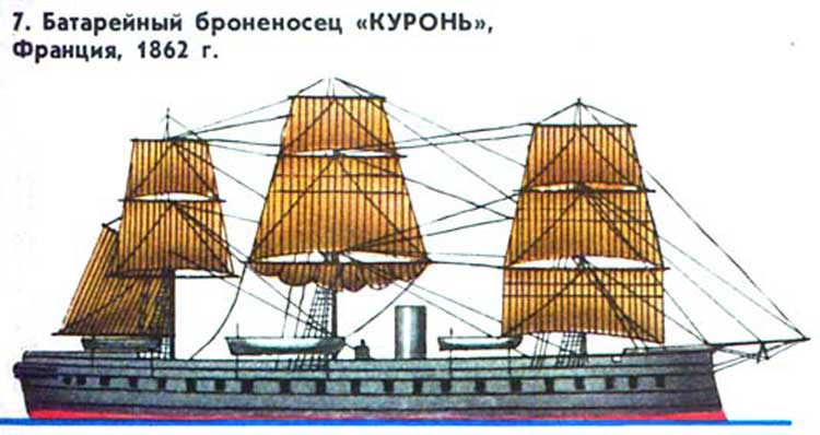 Батарейный броненосец КУРОНЬ, Франция, 1862 г.