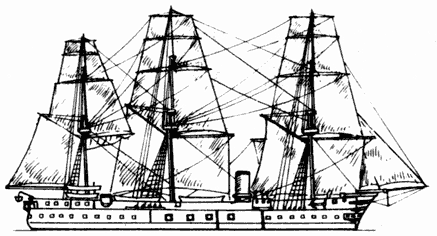 ДЕРЕВЯННЫЙ БАТАРЕЙНЫЙ БРОНЕНОСЕЦ РИПАЛС, АНГЛИЯ, 1870 г