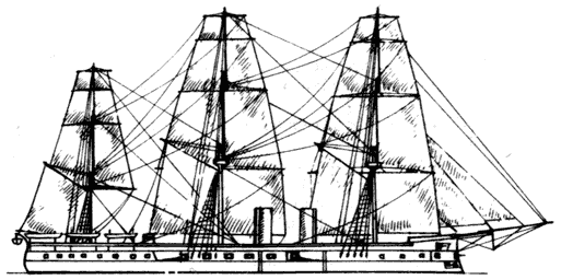КАЗЕМАТНЫЙ БРОНЕНОСЕЦ ГЕРКУЛЕС, АНГЛИЯ, 1868 г