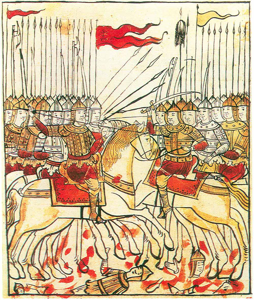 Battle of Kulikovo field, 1380. Miniature from the ancient chronicles Battle of Kulikovo field, 1380. Miniature from the ancient chronicles.
