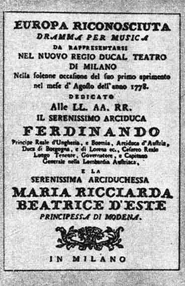 афиша первого спектакля опера Антонио Сальери Признанная Европа