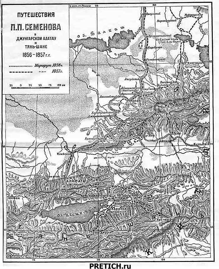 карта Джунгарского Алатау и Тянь-Шаня
