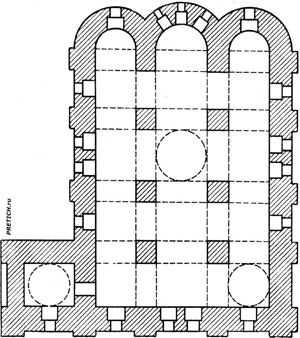 Георгиевский собор Юрьева монастыря в Новгороде чертеж