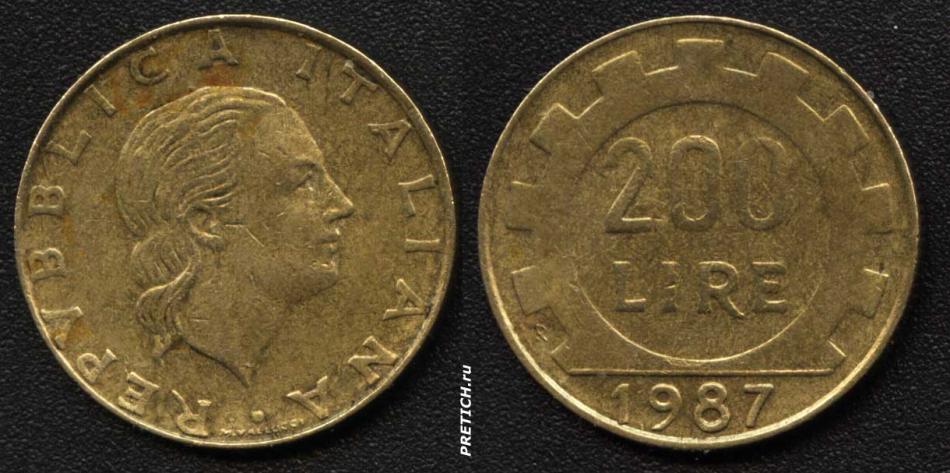 Pepublica Italiana. M. VALLUCCI - 200 Lire 1987