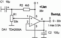 TDA2030A в лабораторном блоке питания, схема TDA2030A в лабораторном блоке питания, схема