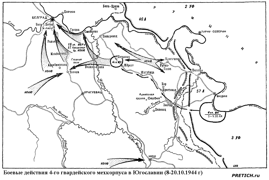 действия 4-го гвардейского мехкорпуса в Югославии действия 4-го гвардейского мехкорпуса в Югославии