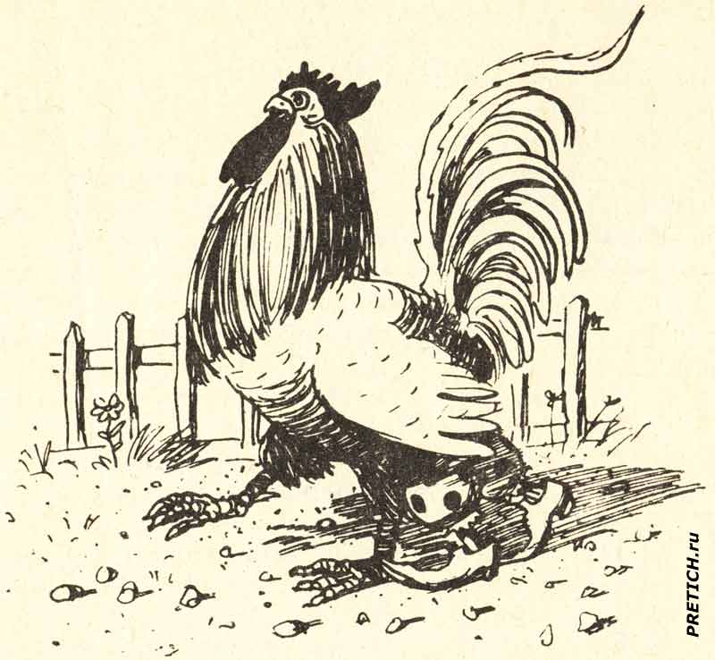 Буратино прячется за петухом Буратино прячется за петухом