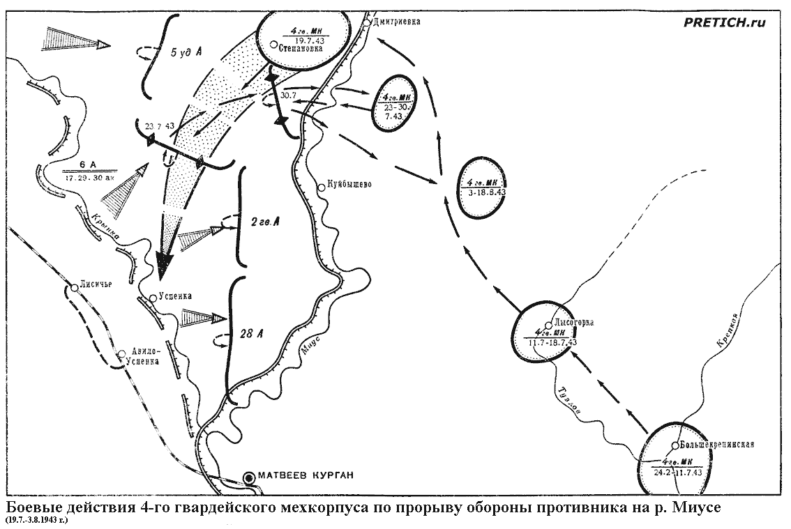 боевые действия 4-го гвардейского мехкорпуса по прорыву обороны противника