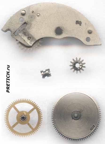 Заря 2009.1 все элементы часов, шестерни