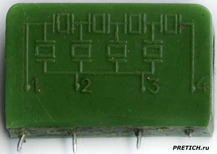 схема на корпусе пьезокерамического фильтра ПФ1П-2