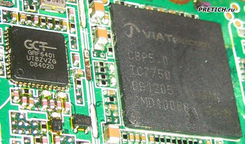 VIA Telecom CBP5.0 TC7750 и GCT GRF6401 микросхемы