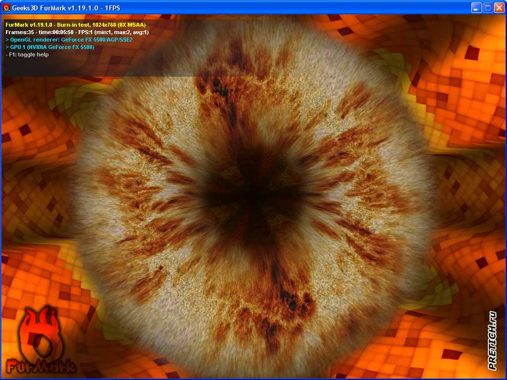 GeForce FX5500 тест видеокарты FurMark GeForce FX5500 тест видеокарты FurMark